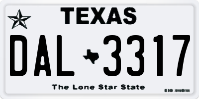TX license plate DAL3317