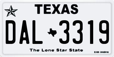 TX license plate DAL3319