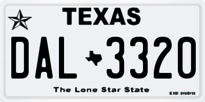 TX license plate DAL3320
