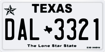TX license plate DAL3321
