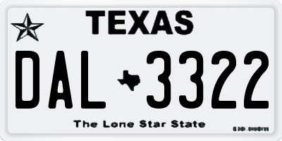 TX license plate DAL3322