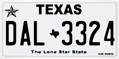 TX license plate DAL3324