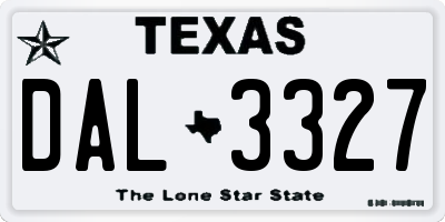 TX license plate DAL3327