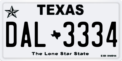 TX license plate DAL3334
