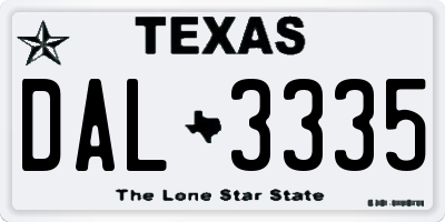 TX license plate DAL3335