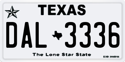 TX license plate DAL3336