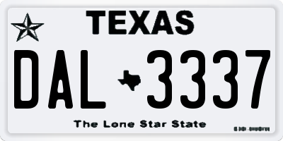 TX license plate DAL3337