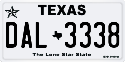TX license plate DAL3338