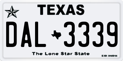 TX license plate DAL3339