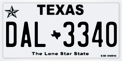 TX license plate DAL3340