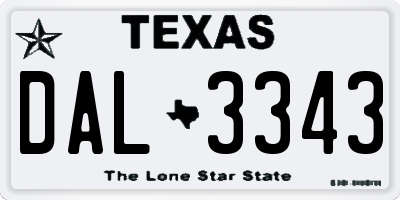 TX license plate DAL3343