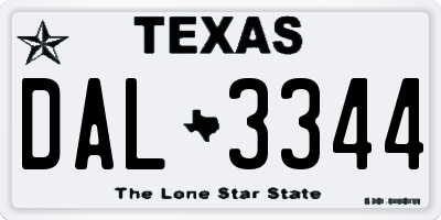 TX license plate DAL3344