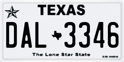 TX license plate DAL3346