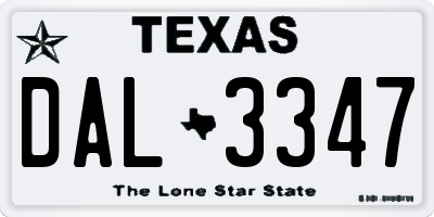 TX license plate DAL3347