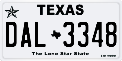 TX license plate DAL3348