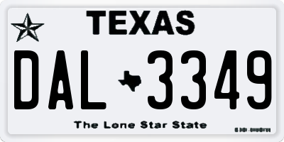 TX license plate DAL3349