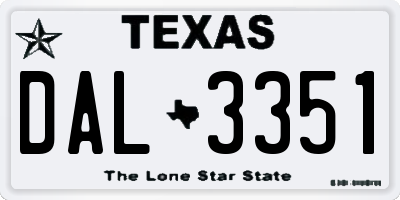 TX license plate DAL3351