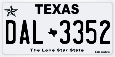TX license plate DAL3352