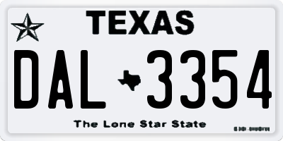 TX license plate DAL3354