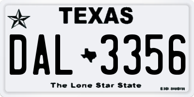 TX license plate DAL3356
