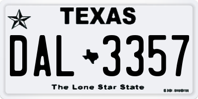 TX license plate DAL3357
