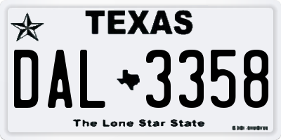 TX license plate DAL3358