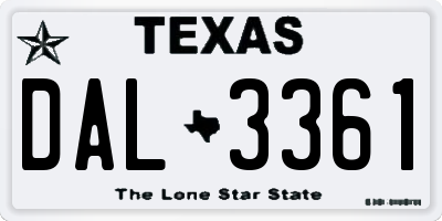 TX license plate DAL3361