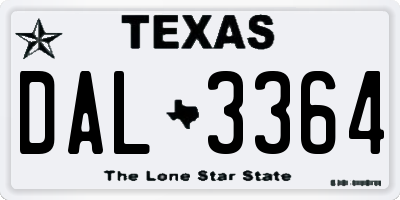 TX license plate DAL3364