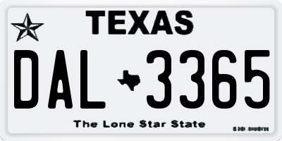 TX license plate DAL3365