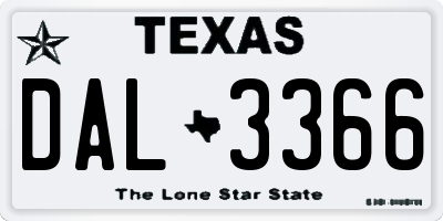 TX license plate DAL3366