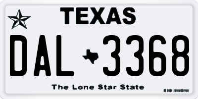 TX license plate DAL3368
