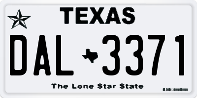 TX license plate DAL3371