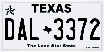 TX license plate DAL3372