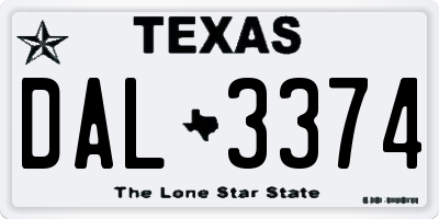 TX license plate DAL3374