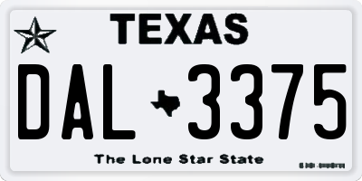 TX license plate DAL3375