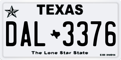 TX license plate DAL3376