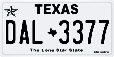 TX license plate DAL3377