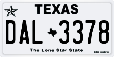 TX license plate DAL3378