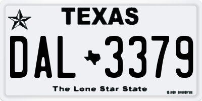 TX license plate DAL3379