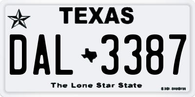 TX license plate DAL3387