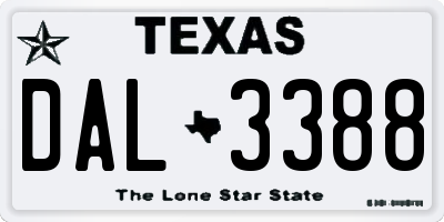 TX license plate DAL3388