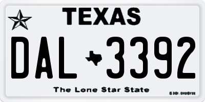 TX license plate DAL3392