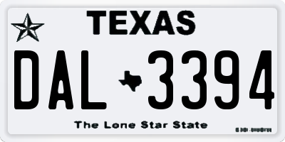 TX license plate DAL3394