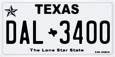 TX license plate DAL3400