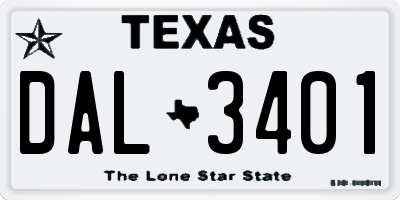 TX license plate DAL3401
