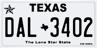 TX license plate DAL3402