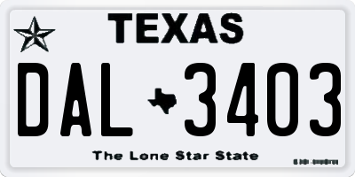 TX license plate DAL3403