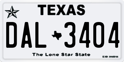 TX license plate DAL3404