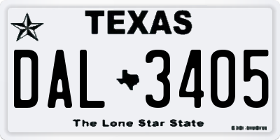 TX license plate DAL3405