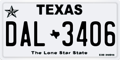 TX license plate DAL3406